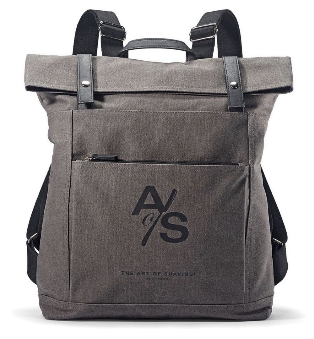 ART of SHAVING Backpack Large Gray Canvas Travel Utility Casual Logo Authentic
